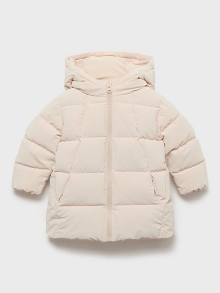 Mango Kids' Julie Quilted Hooded Coat, Natural