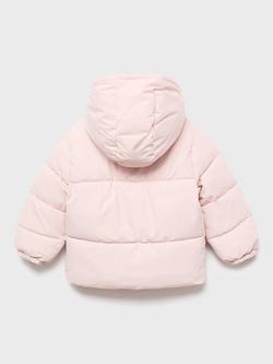 Mango Kids' Noni Quilted Hooded Coat - view 2, Pink