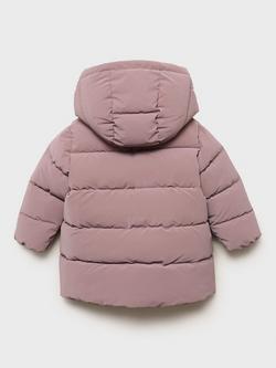 Mango Kids' Julie Quilted Hooded Coat - view 2, Medium Purple