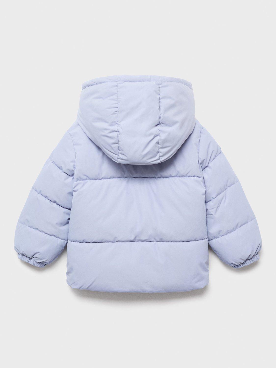 Product image 2 of 4, which shows Mango Kids' Noni Quilted Hooded Coat, Light Blue, 9-12 months
