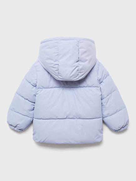 Mango Kids' Noni Quilted Hooded Coat - view 2, Light Blue