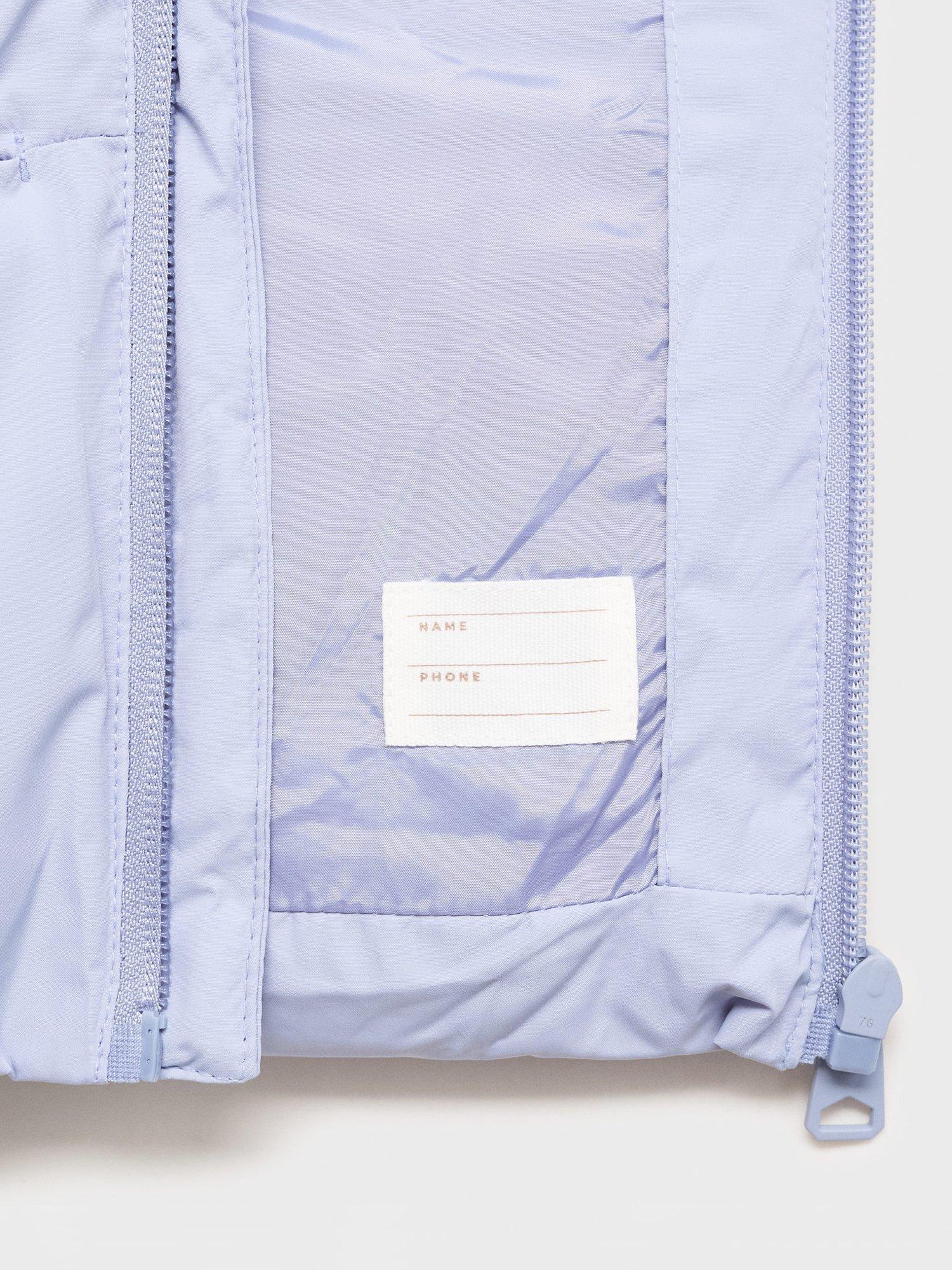 Product image 3 of 4, which shows Mango Kids' Noni Quilted Hooded Coat, Light Blue, 9-12 months
