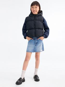 Mango Kids' Luisa Hooded Sleeveless Gilet, Navy