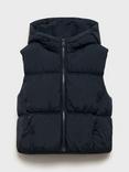 Mango Kids' Luisa Hooded Sleeveless Gilet, Navy