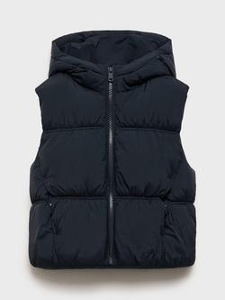 Mango Kids' Luisa Hooded Sleeveless Gilet - view 2, Navy