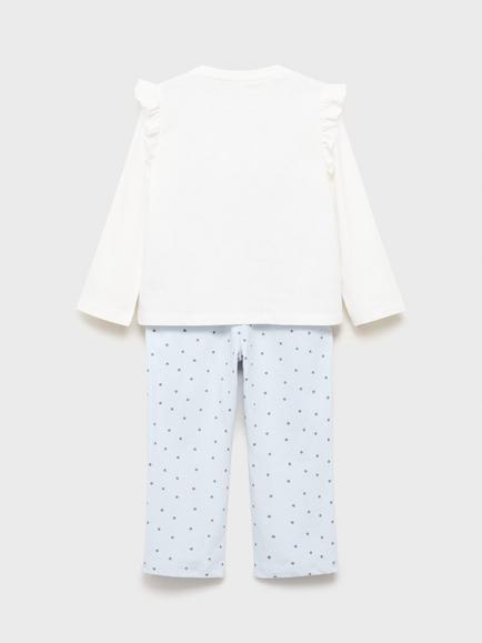 Mango Kids' Pandita Cotton Long Sleeved Pyjamas, Natural White - view 2, Natural White