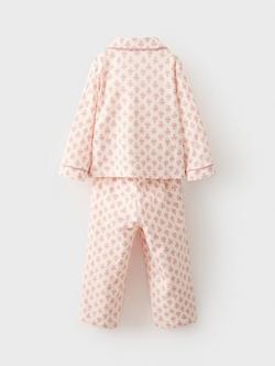 Mango Kids' Sellib Cotton Long Sleeved Floral Pyjamas, Light Pink - view 2, Light Pink