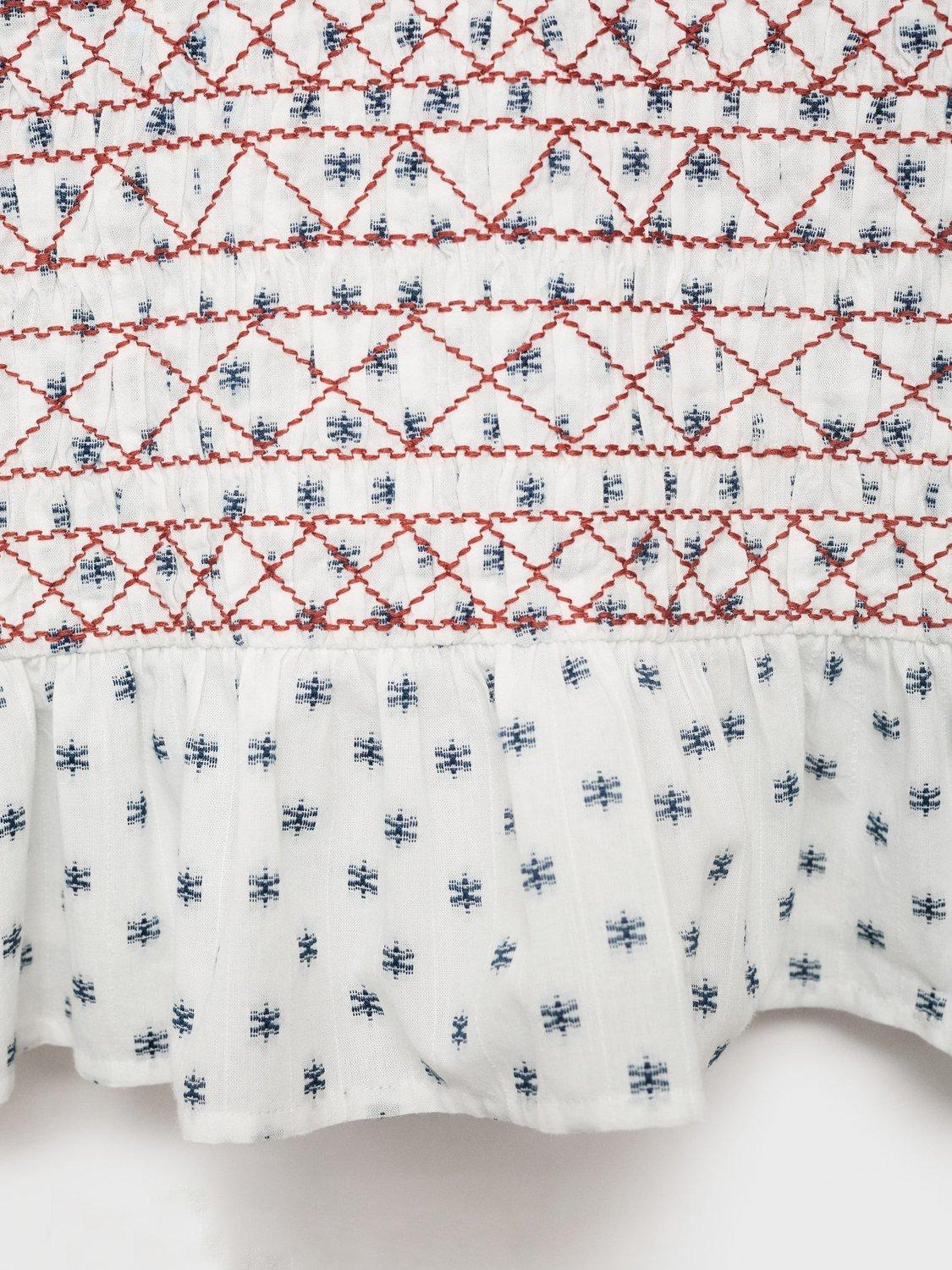 Product image 4 of 4, which shows Mango Kids' Silvana Cotton Blend Long Sleeved Blouse, Light Beige, 6 years