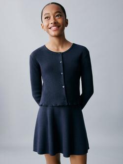 Mango Kids' Libra Cotton Rich Flared Mini Skirt, Navy, Navy