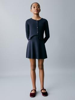 Mango Kids' Libra Cotton Rich Flared Mini Skirt, Navy - view 2, Navy