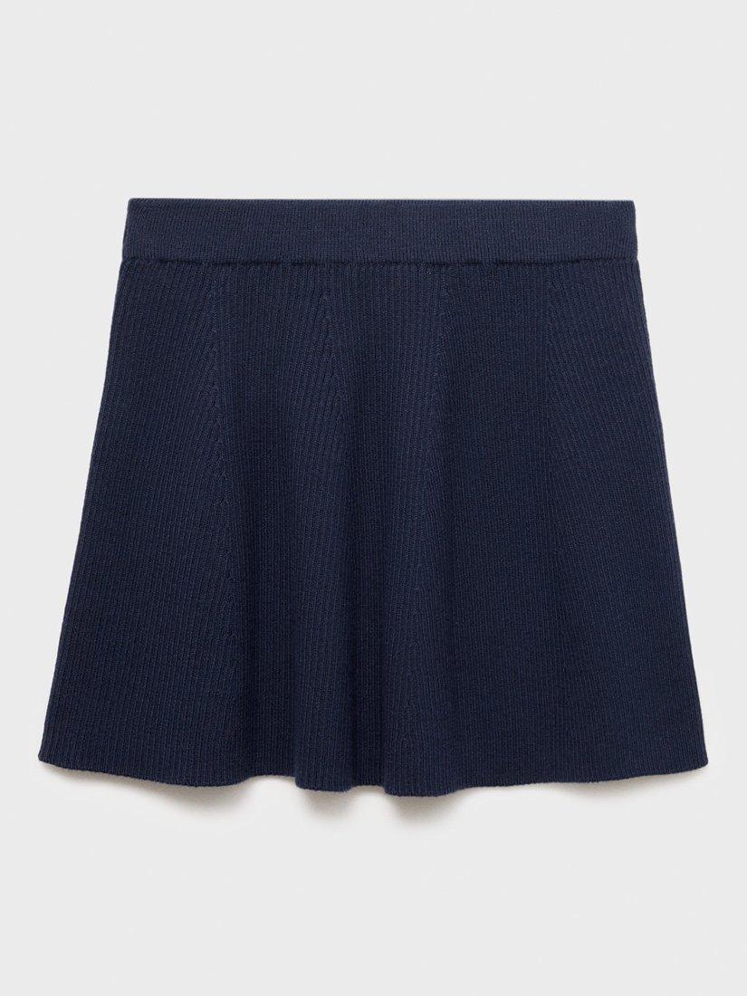 Product image 4 of 7, which shows Mango Kids' Libra Cotton Rich Flared Mini Skirt, Navy, 11-12 years