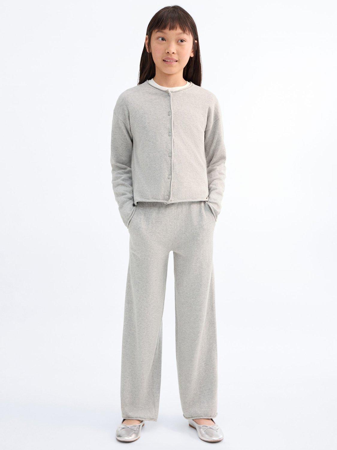 Product image 1 of 6, which shows Mango Kids' Megan Cotton Joggers, Pastel Grey, 11-12 years