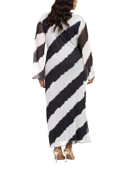 FASHION SZN Curve Monochrome Twist Front Midi Dress, Black/White - view 2, Black/White