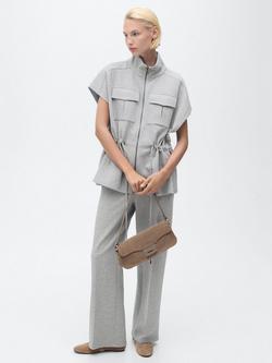 Mango Amber Cotton Blend Sleeveless Funnel Neck Gilet, Medium Grey