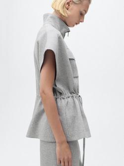 Mango Amber Cotton Blend Sleeveless Funnel Neck Gilet - view 2, Medium Grey