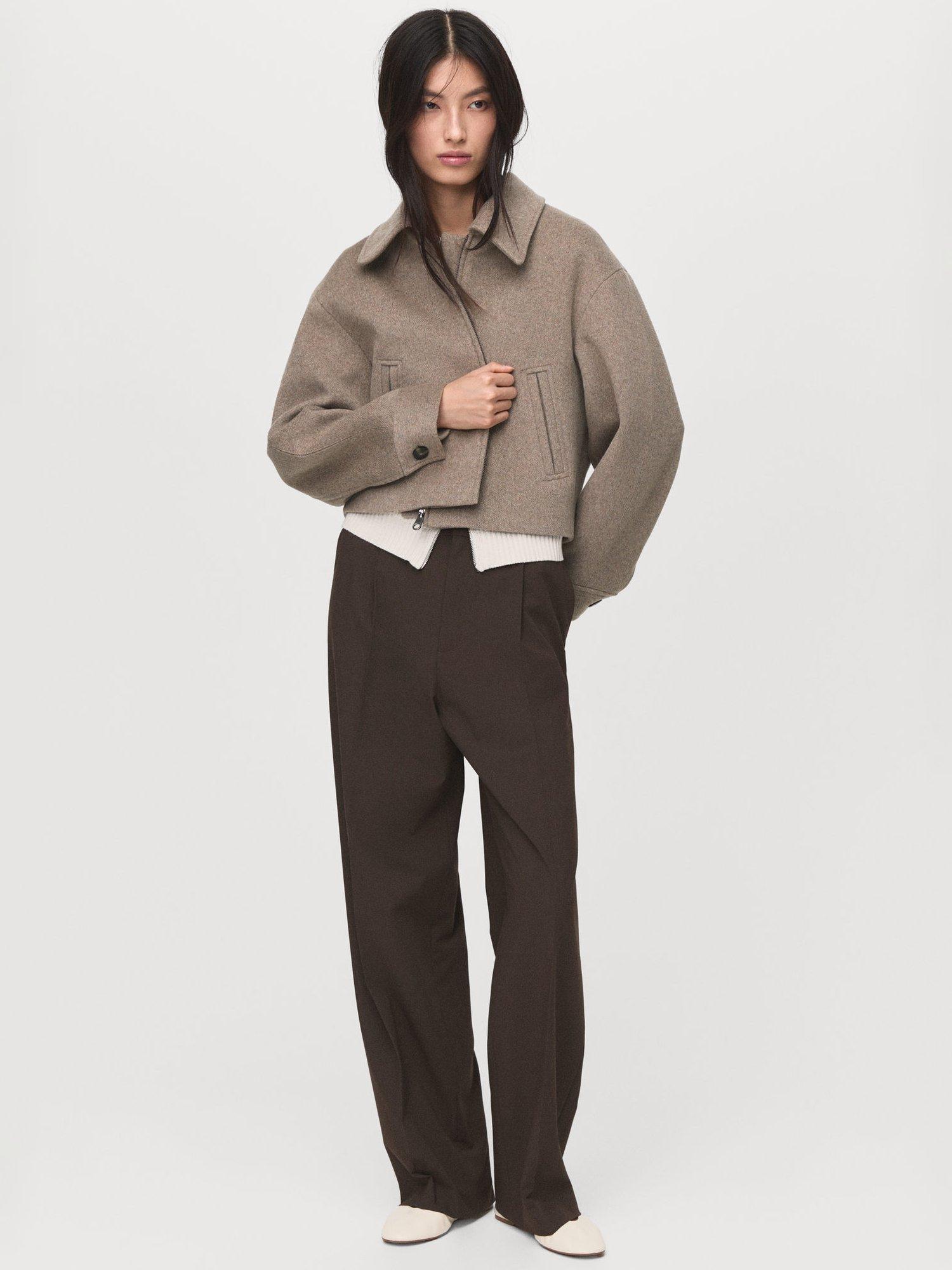 Product image 2 of 7, which shows Mango Candy Wool Rich Jacket, Pastel Brown, XS