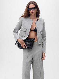 Mango Pocket Detail Cropped Jacket, Medium Grey