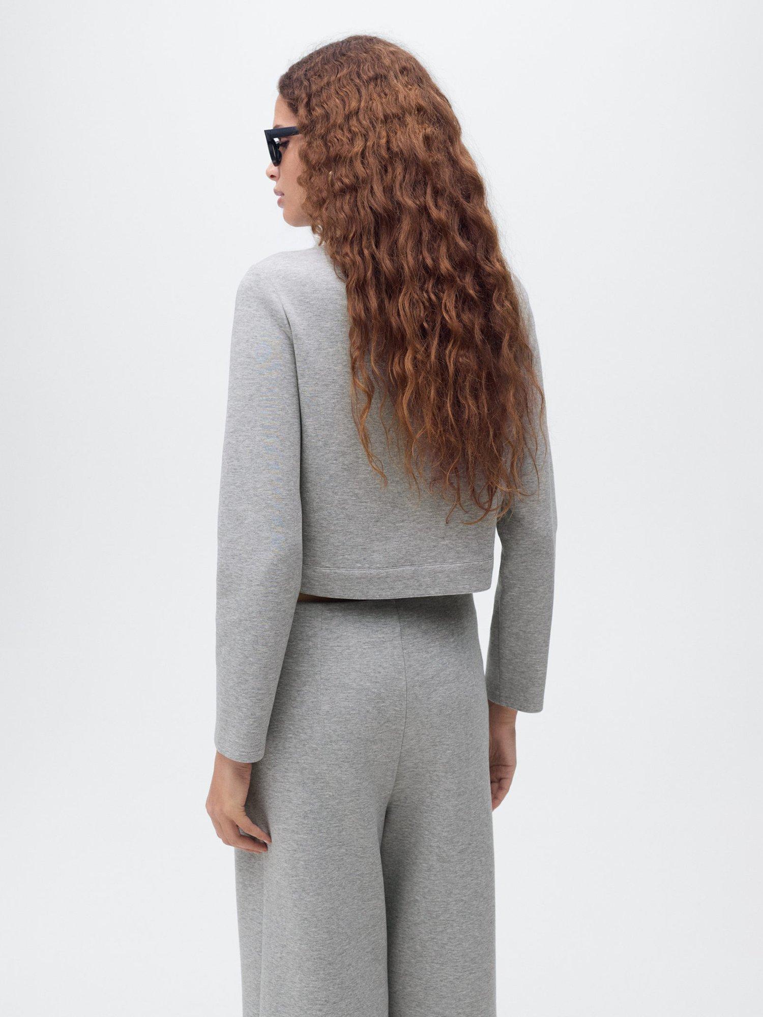 Product image 4 of 7, which shows Mango Pocket Detail Cropped Jacket, Medium Grey, S