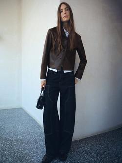 Mango Sabi Faux Leather Jacket , Dark Brown - view 2, Dark Brown