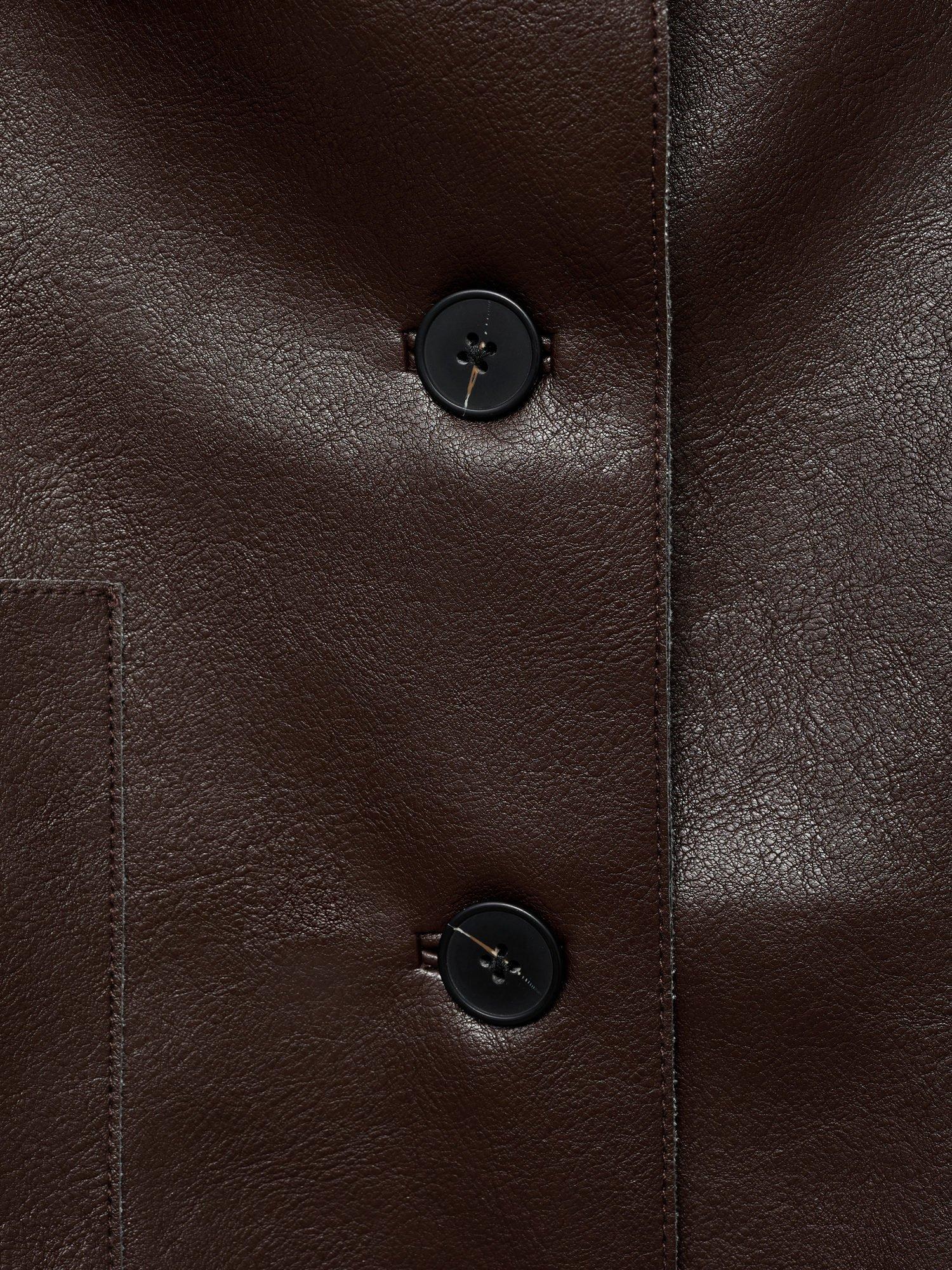Product image 5 of 7, which shows Mango Sabi Faux Leather Jacket , Dark Brown, XXXL