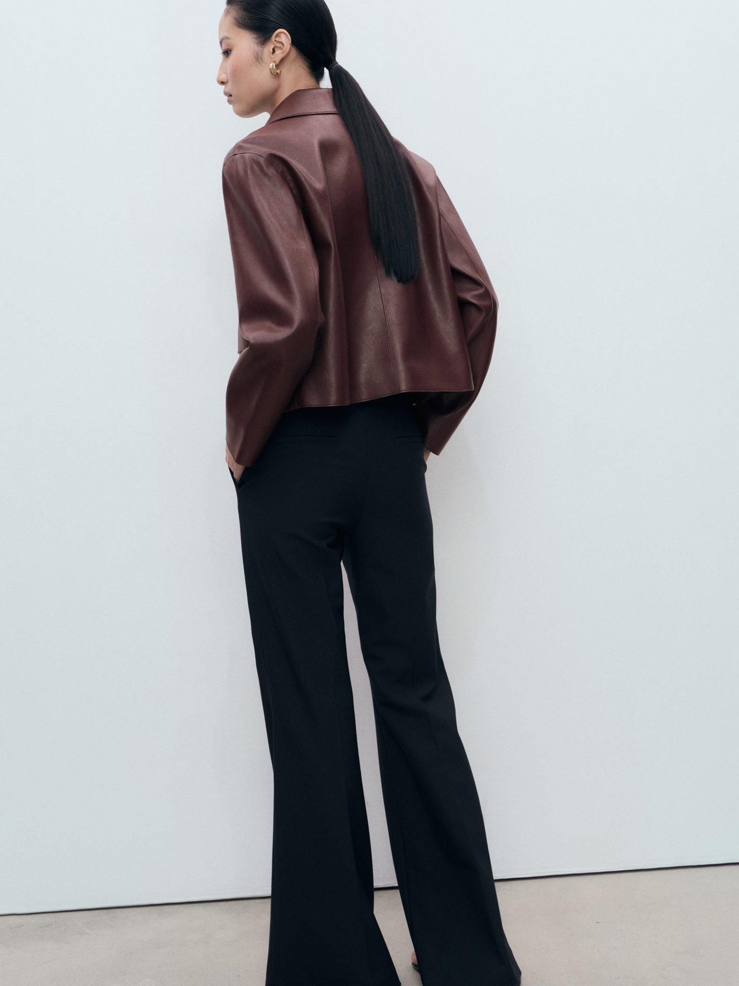 Product image 4 of 9, which shows Mango Sabina Faux Leather Jacket, Dark Red, XXXL