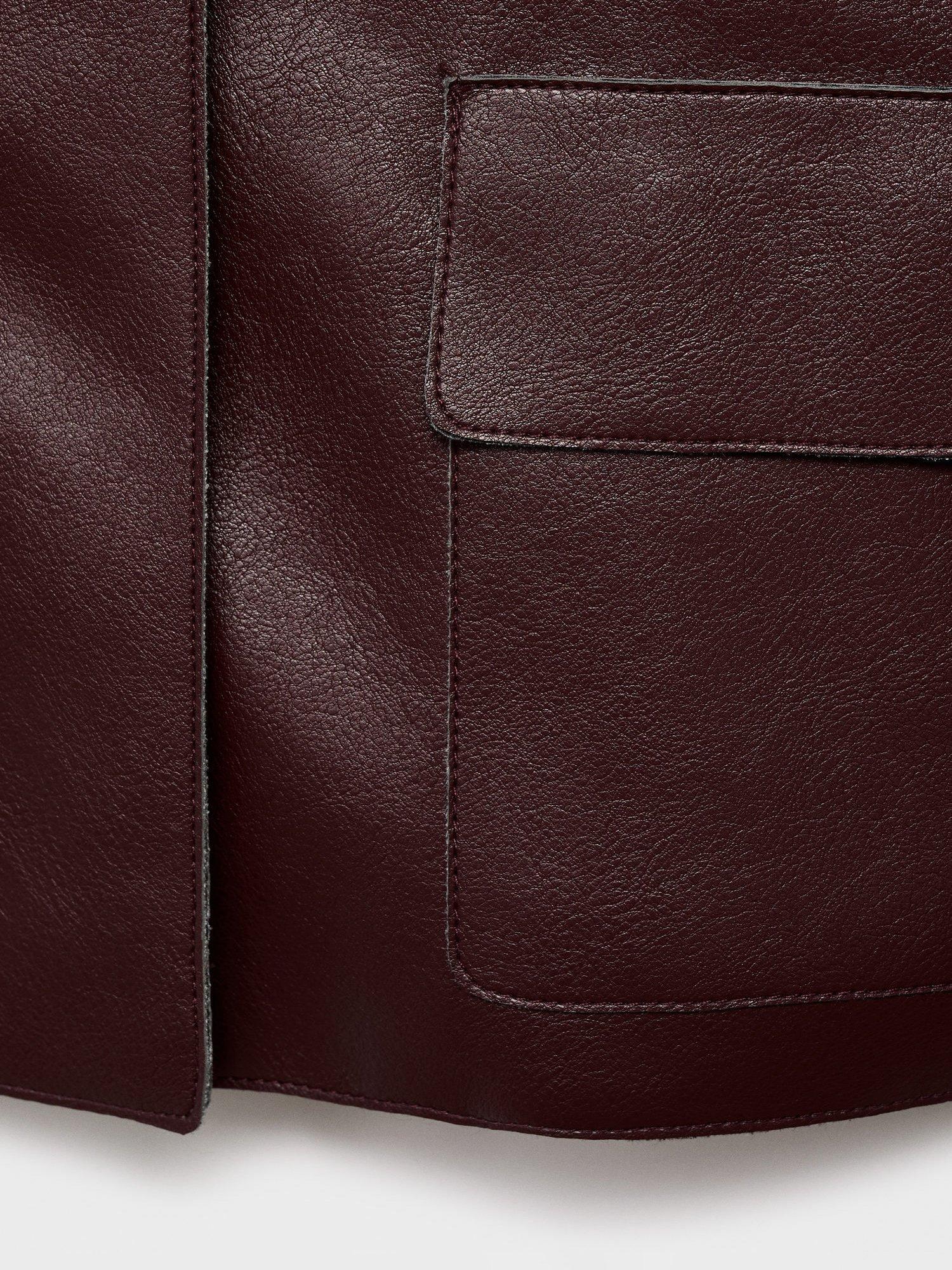 Product image 5 of 9, which shows Mango Sabina Faux Leather Jacket, Dark Red, XXXL
