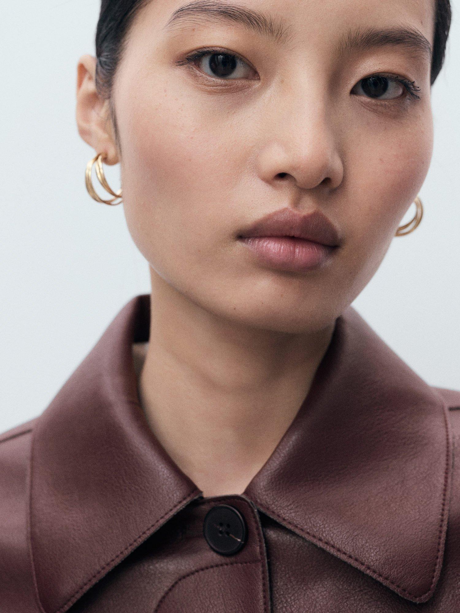 Product image 6 of 9, which shows Mango Sabina Faux Leather Jacket, Dark Red, XXXL