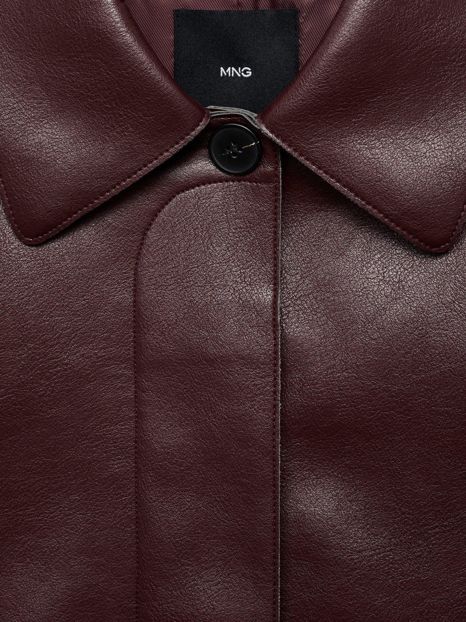 Product image 9 of 9, which shows Mango Sabina Faux Leather Jacket, Dark Red, XXXL