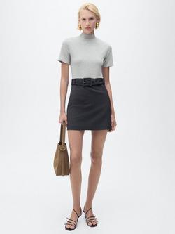 Mango Bima Short Sleeve High Neck Mini Dress - view 2, Grey