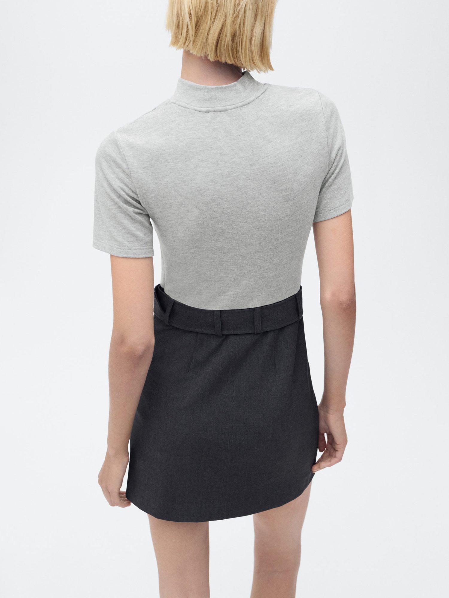 Product image 4 of 6, which shows Mango Bima Short Sleeve High Neck Mini Dress, Grey, 10