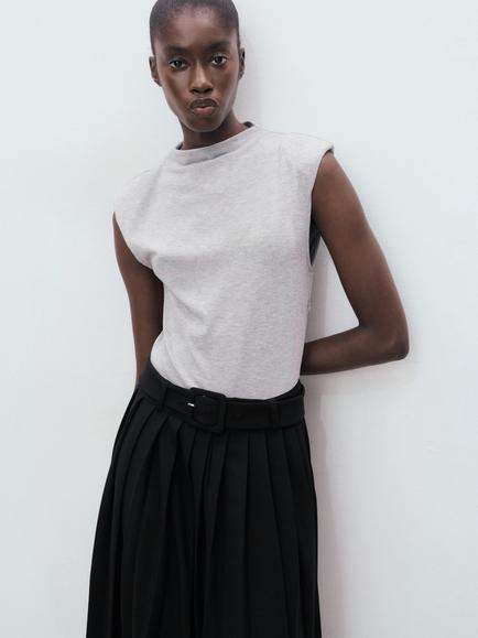 Mango Bimat Sleeveless Crew Neck Midi Dress, Grey