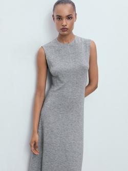 Mango Brilli Sleeveless Crew Neck Midi Dress - view 2, Dark Grey