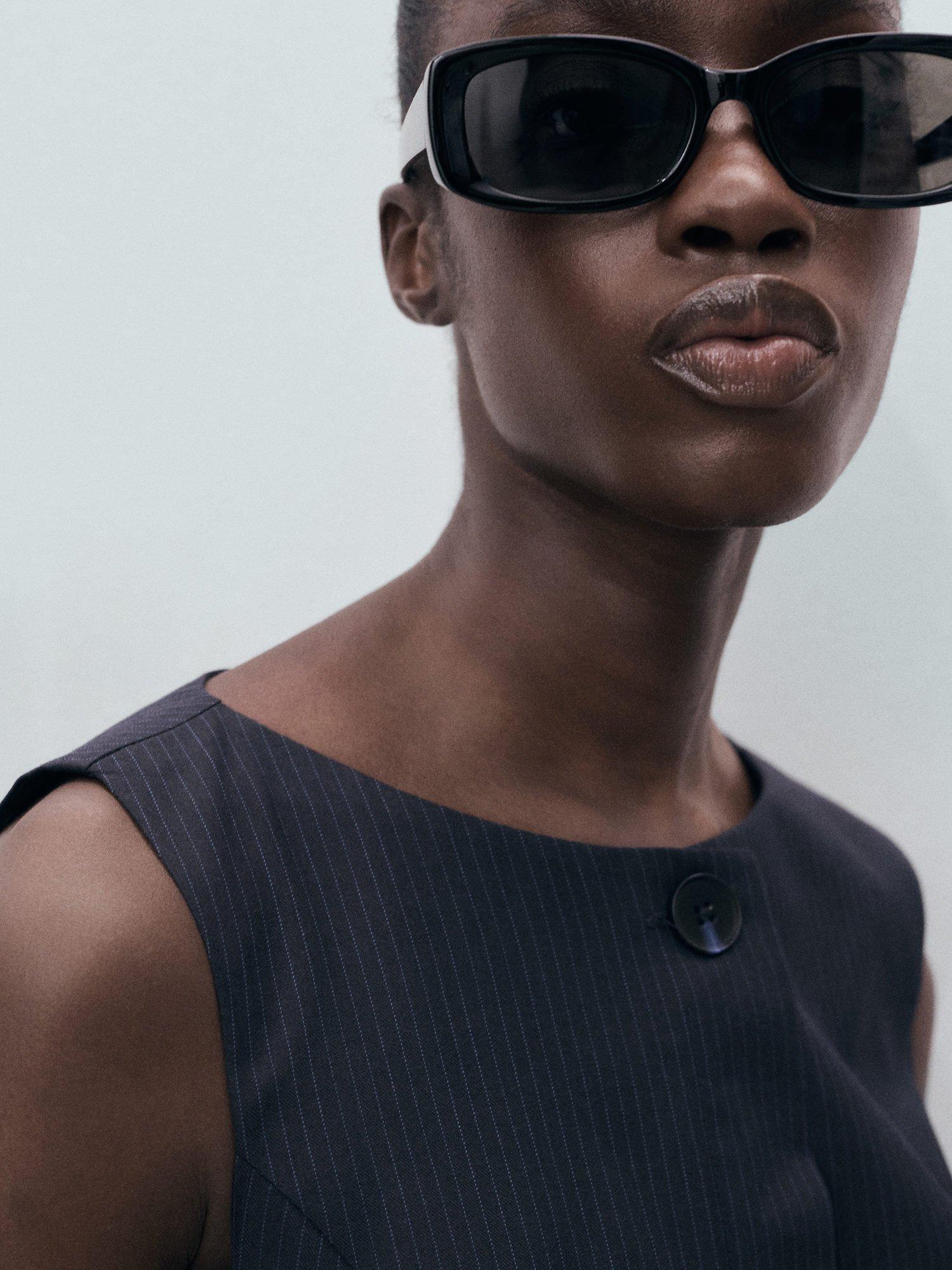 Product image 6 of 7, which shows Mango Cruz Sleeveless Round Neck Mini Dress, Navy, 10