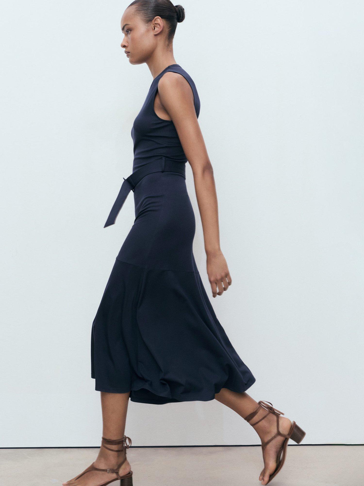 Product image 7 of 8, which shows Mango Megan Belted Midi Dress, Navy, 10