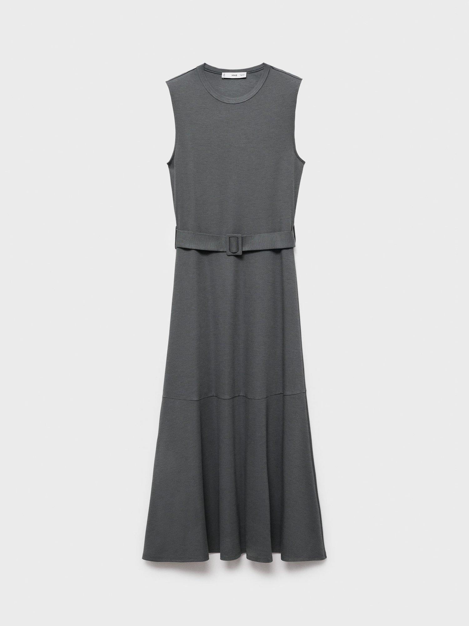 Product image 3 of 8, which shows Mango Megan Belted Midi Dress, Medium Grey, 6
