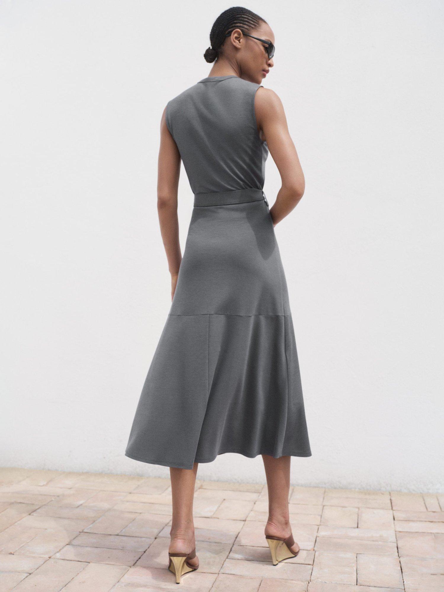 Product image 4 of 8, which shows Mango Megan Belted Midi Dress, Medium Grey, 6