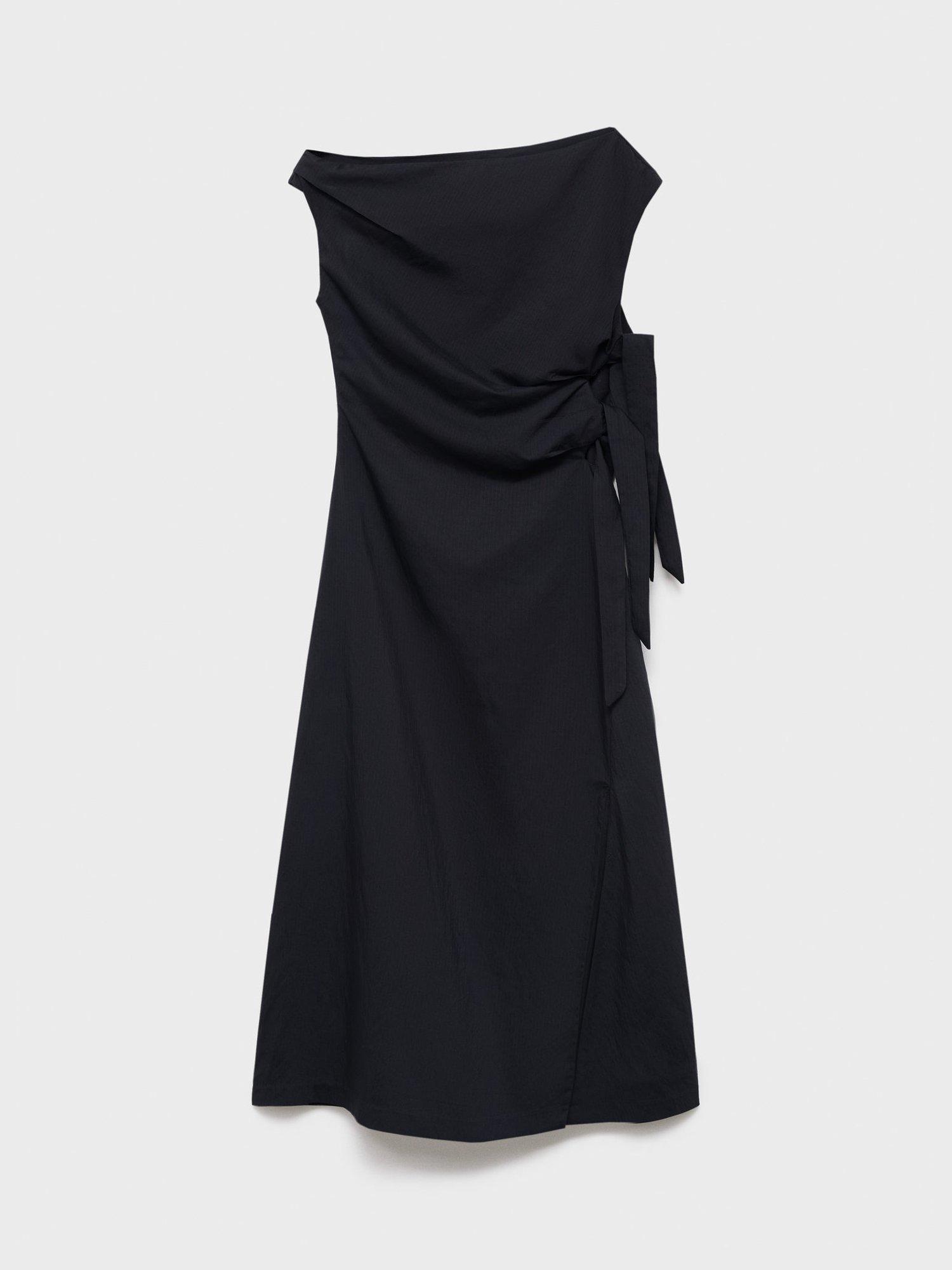 Product image 3 of 7, which shows Mango Noa Asymmetric Knotted Dress, Navy, 6
