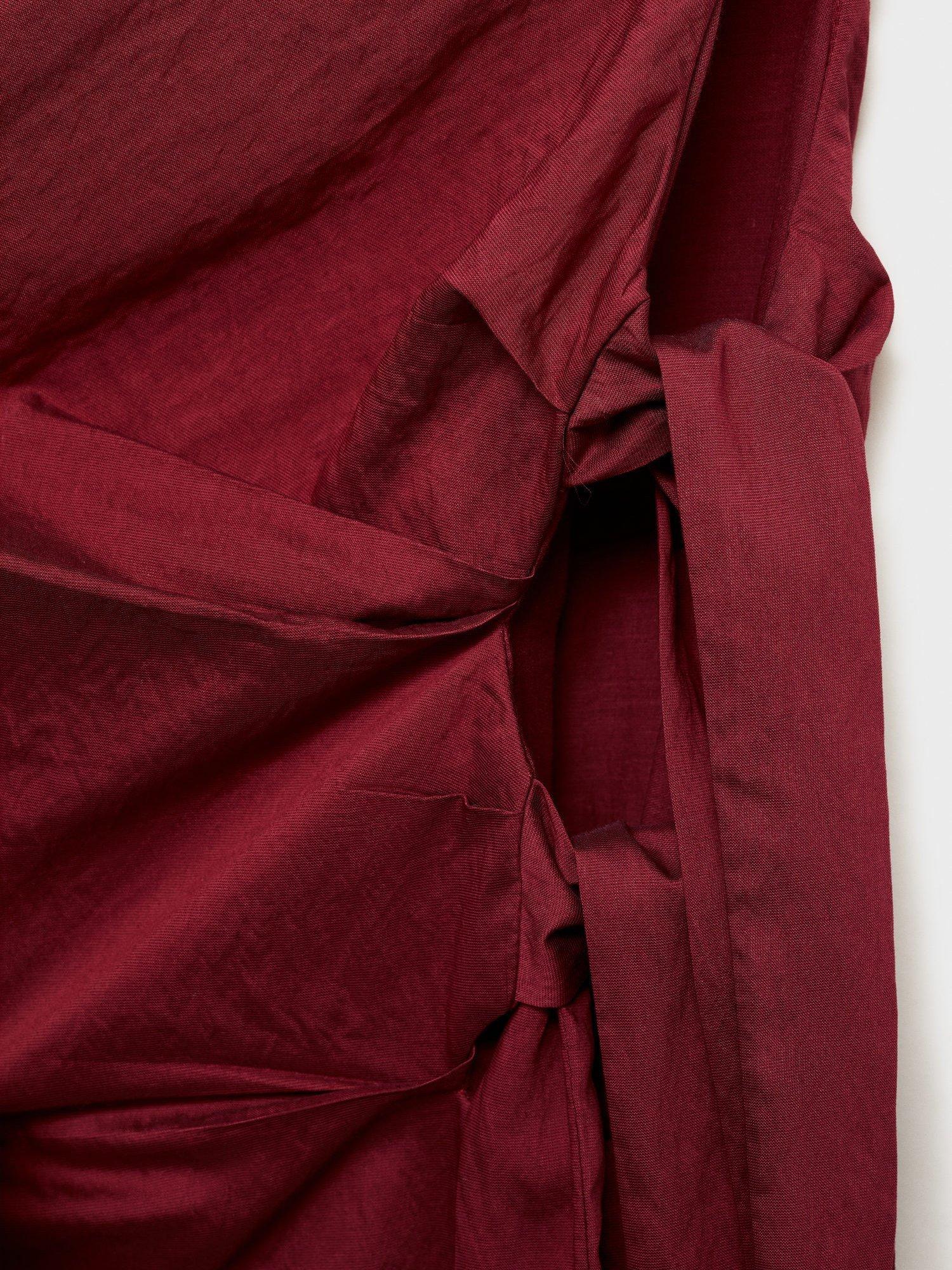 Product image 8 of 8, which shows Mango Asymmetrical Knotted Dress, Dark Red, 10