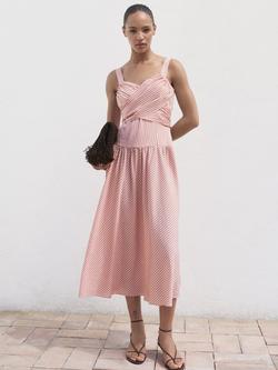 Mango Penelope Stripe Cross Front Dress, Pink - view 2, Pink