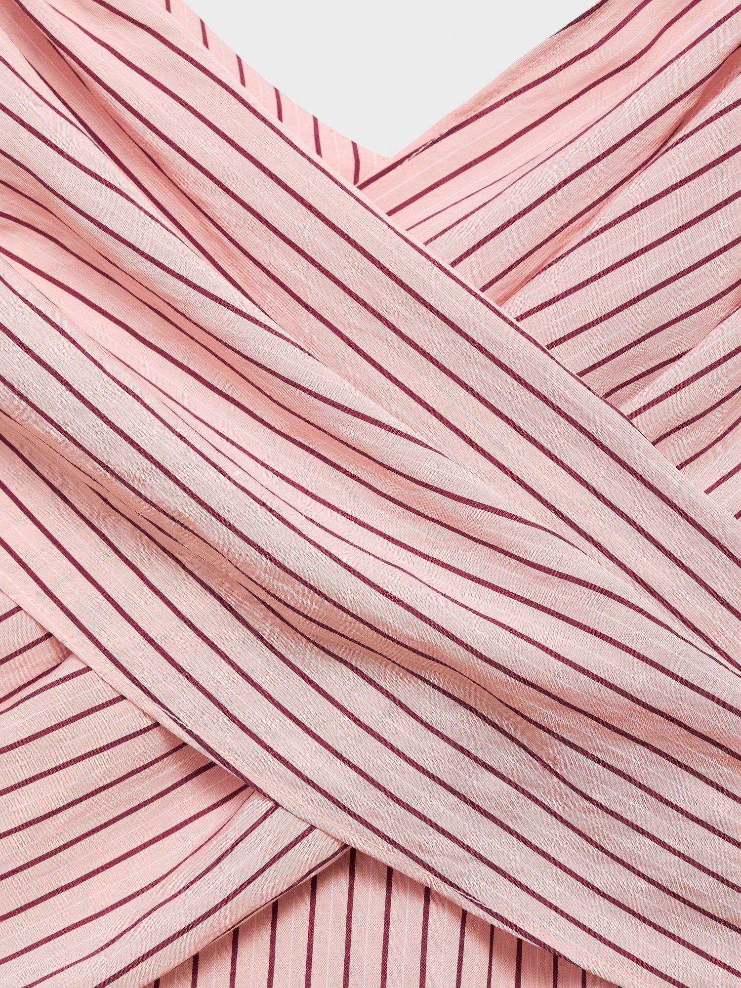 Product image 5 of 8, which shows Mango Penelope Stripe Cross Front Dress, Pink, 10