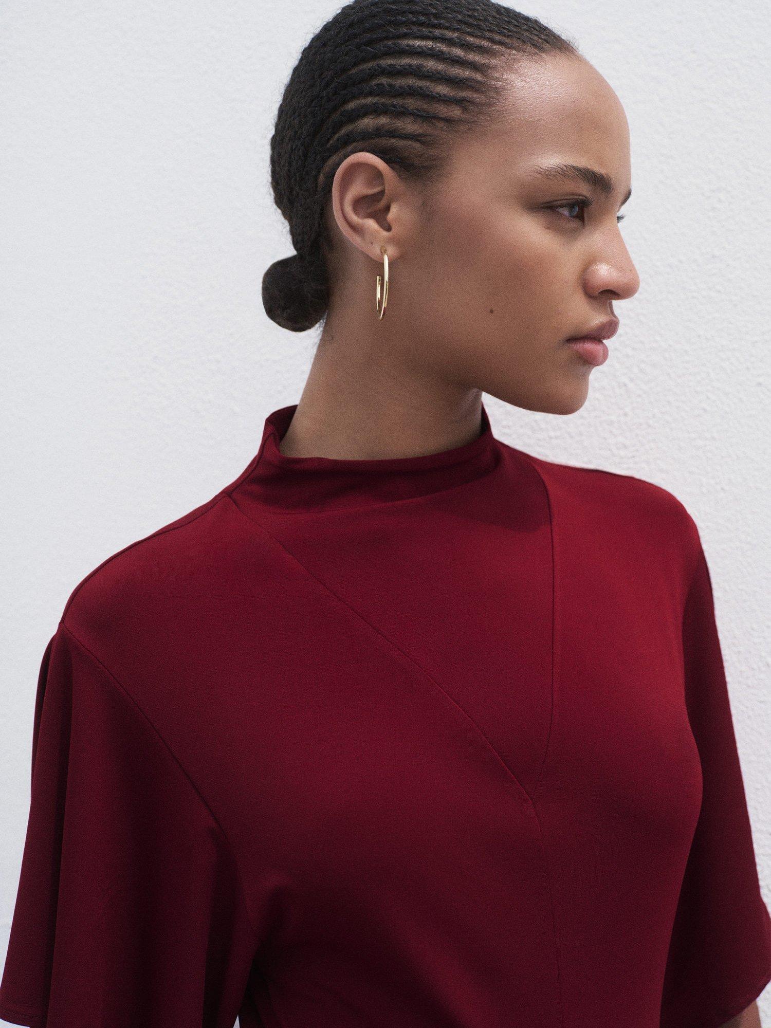 Product image 6 of 7, which shows Mango Vicky Bell Sleeve Midi Dress, Dark Red, 12