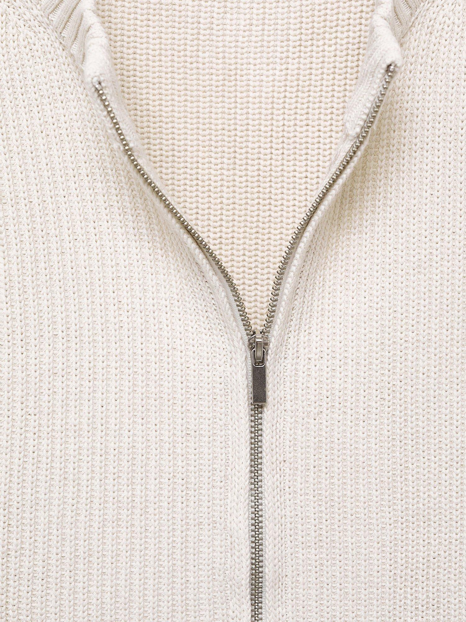 Product image 5 of 7, which shows Mango Monica Zip Sleeveless Cardigan, Natural White, L