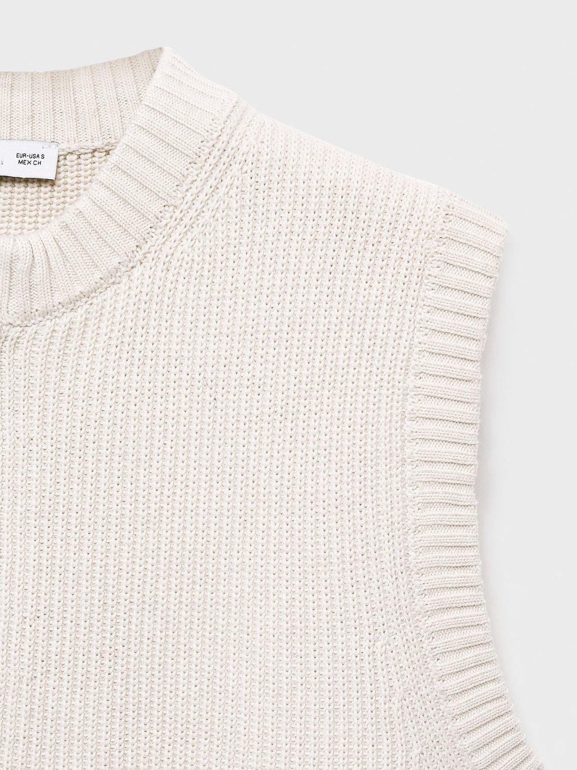 Product image 7 of 7, which shows Mango Monica Zip Sleeveless Cardigan, Natural White, L