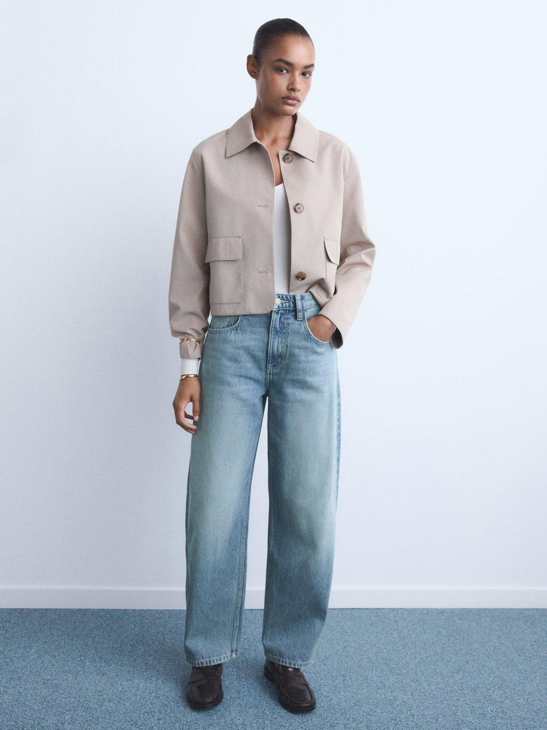 Product image 2 of 7, which shows Mango Bet Cotton Straight Leg Denim Jeans, Open Blue, 10