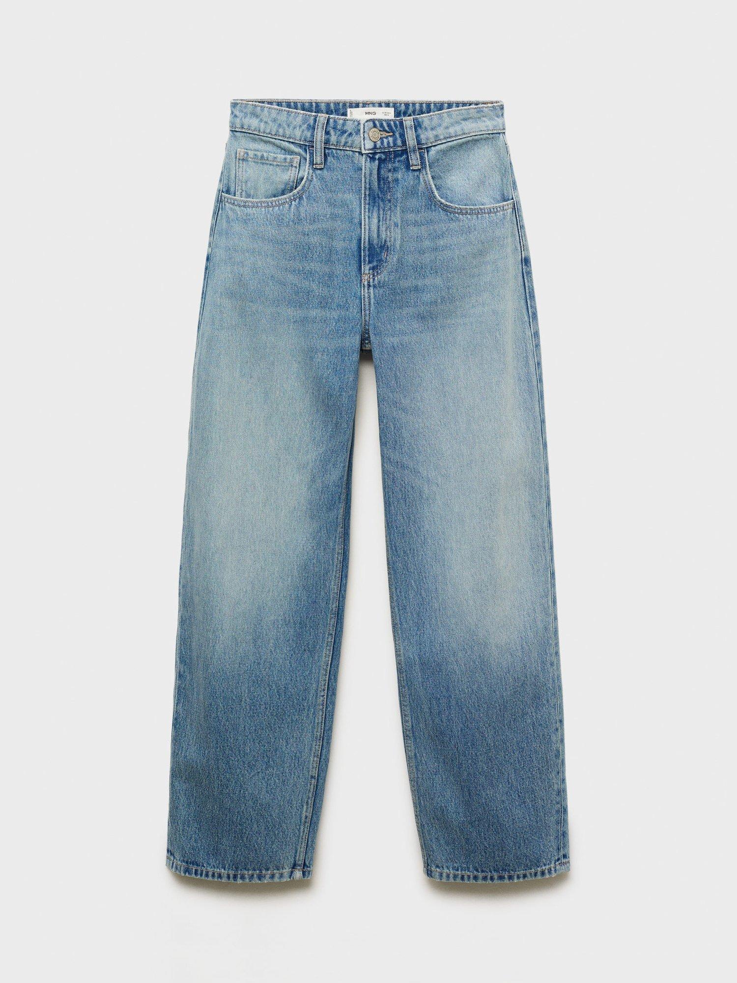 Product image 3 of 7, which shows Mango Bet Cotton Straight Leg Denim Jeans, Open Blue, 10