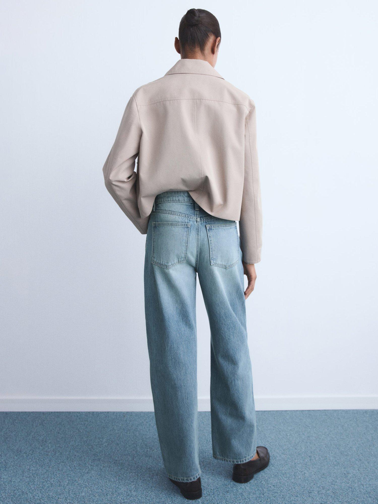 Product image 4 of 7, which shows Mango Bet Cotton Straight Leg Denim Jeans, Open Blue, 10
