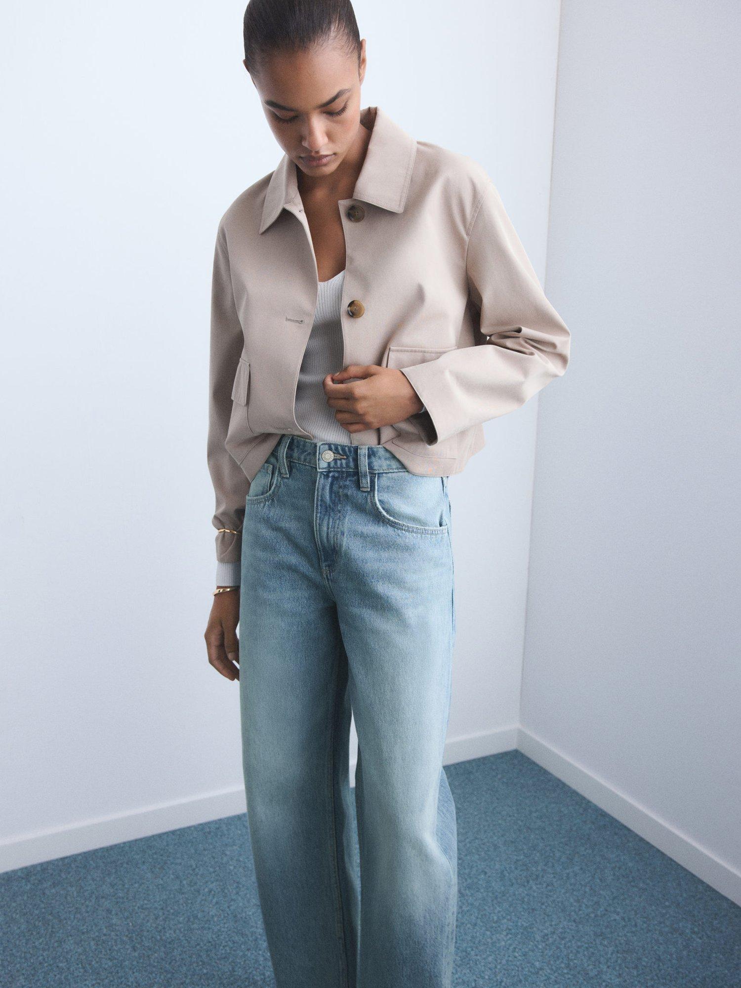 Product image 6 of 7, which shows Mango Bet Cotton Straight Leg Denim Jeans, Open Blue, 10