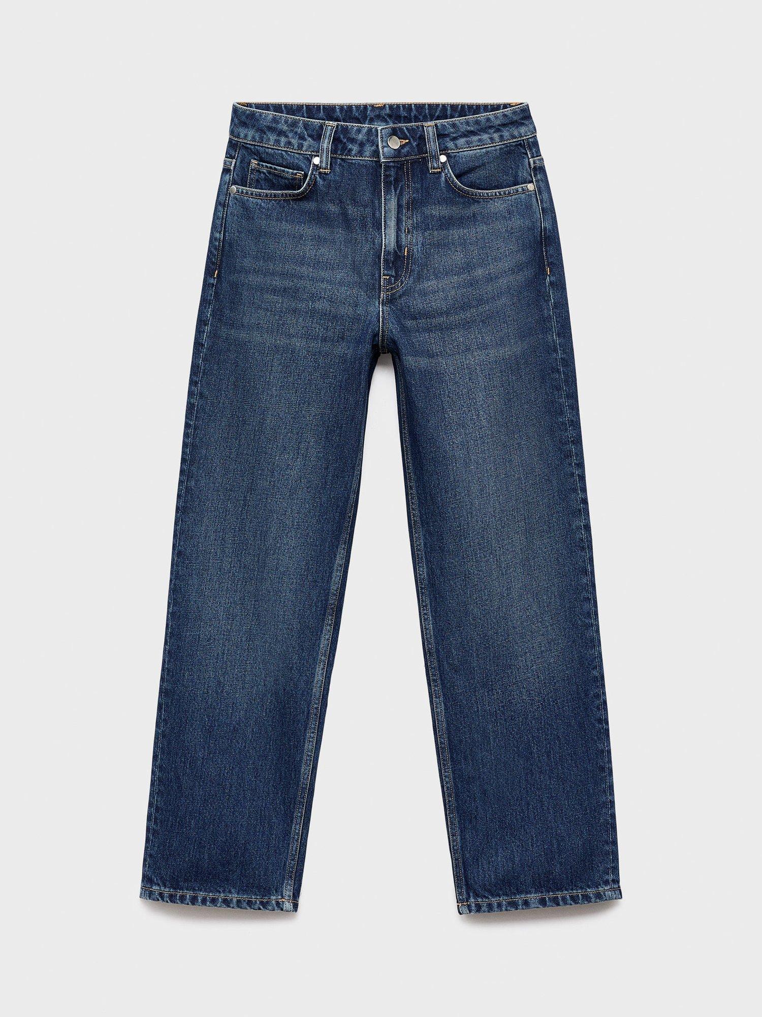 Product image 3 of 8, which shows Mango Blanca Straight Crop Jeans, Open Navy, 20