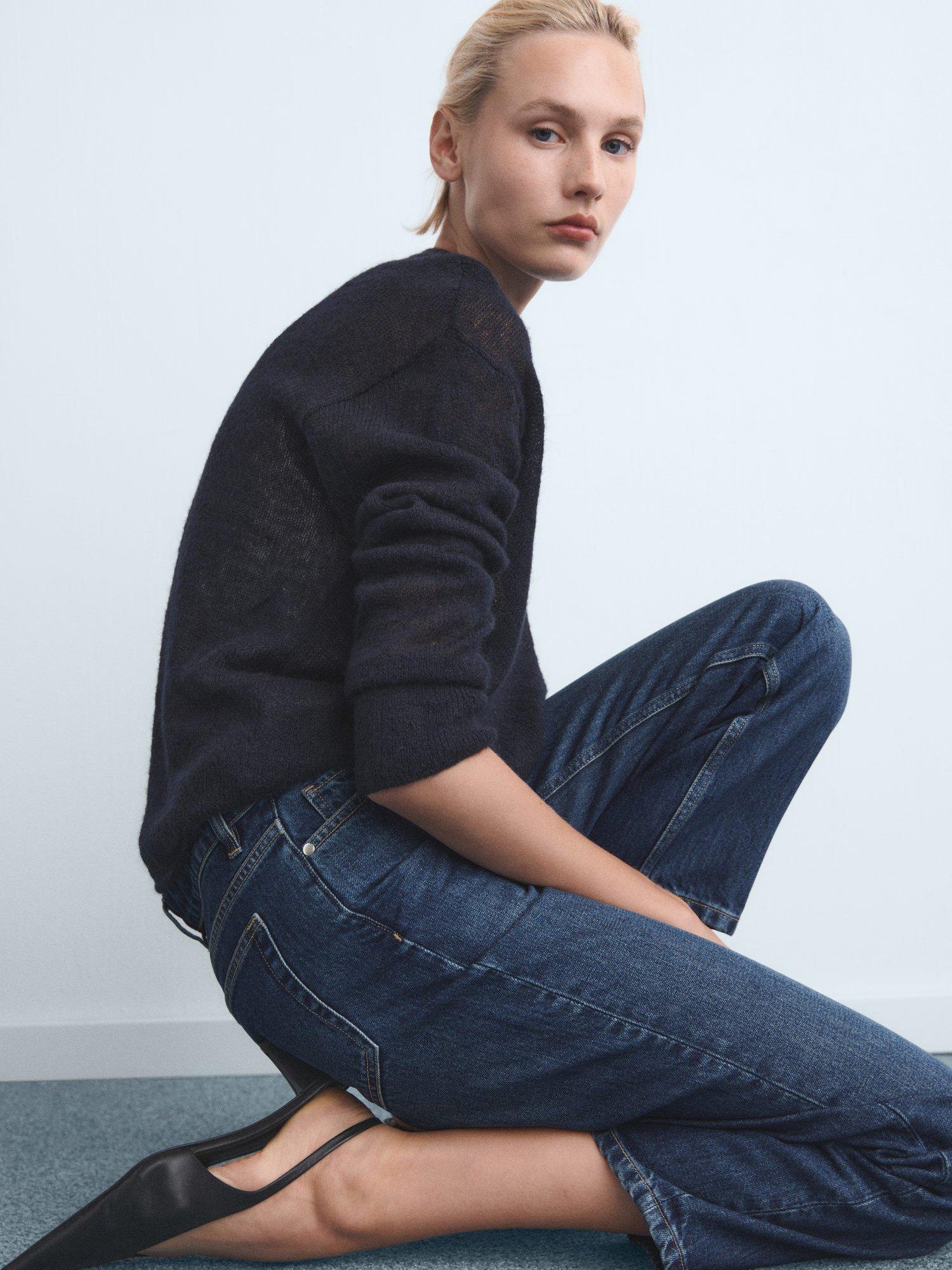 Product image 6 of 8, which shows Mango Blanca Straight Crop Jeans, Open Navy, 20