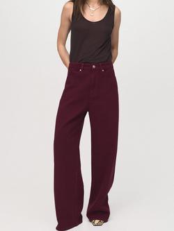 Mango Camilla Mid Rise Jeans, Dark Red, Dark Red